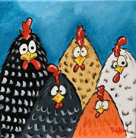 Painted Chickens Ideas, Chicken Coop Art Ideas, Chicken Paintings On Canvas, Diy Chicken Painting Easy, How To Paint Chickens, Cute Chicken Painting, Simple Chicken Painting Ideas, Chicken Pictures Drawing, Easy Chicken Paintings For Beginners