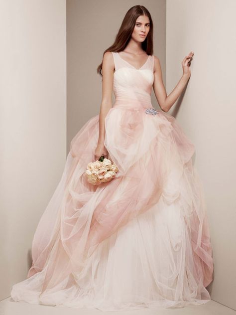 White by Vera Wang Vera Wang Wedding Gowns, Vera Wang Wedding, Blush Wedding Dress, Tulle Balls, Ombre Wedding, Wedding Dresses Vera Wang, White By Vera Wang, Pink Wedding Dress, Pink Wedding Dresses