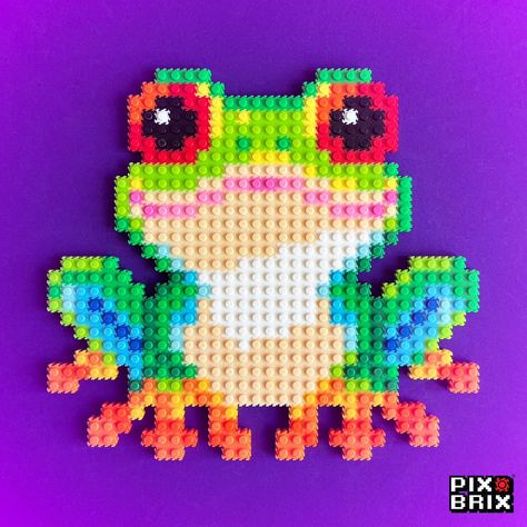 Leaping into the weekend like a pixel-perfect tree frog! 🐸✨ Who else is ready to hop away from the work week and jump into some fun? #PixBrix #Pixelart #Pixelartist #Pixels #Stemactivities #Homeschoolers #TreeFrog #Frogs #FrogLove #Frog #FrogArt Frog Perler Bead Pattern Cute, Flamingo Pixel Art, Frog Perler Bead Pattern, Frog Perler Beads, Frog Pixel Art, Pixel Frog, Animal Pixel Art, Pixel Art Ideas, Hama Art