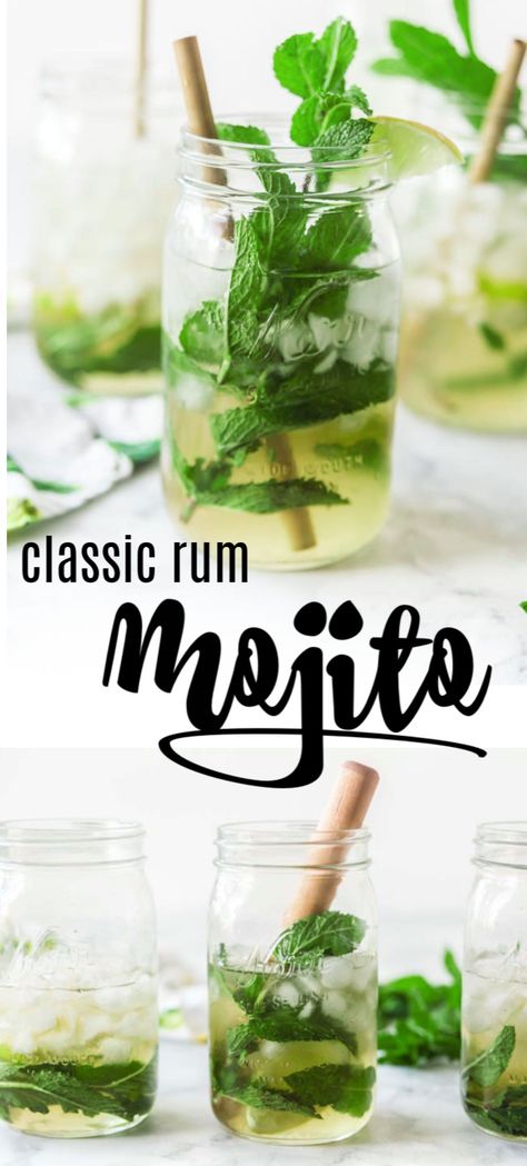 Rum Mojito Recipe, Homemade Simple Syrup, Best Mojito Recipe, Mojito Recipe Classic, Rum Drinks Recipes, Bbq Drinks, Mojito Drink, Classic Mojito, Easy Alcoholic Drinks