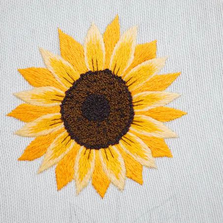 Free Sunflower Embroidery Tutorial | LoveCrafts Hand Embroidered Sunflowers, Sunflower Embroidery Pattern Free, Sunflower Embroidery Tutorial, Sunflower Embroidery Pattern, Embroidery Sunflower, Embroidery Jeans Diy, Sunflower Embroidery, Embroidery Tutorial, Clothes Diy