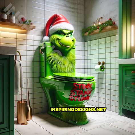 These Grinch Toilets Will Steal Christmas in the Best Way Possible! Grinch Bathroom Decor Ideas, Grinch Bathroom Ideas, Grinch Bathroom Decor, Grinch Bathroom, Baked Honey Garlic Chicken, Grinch Decor, Grinch Quotes, Latest Bathroom, Cute Funny Pics