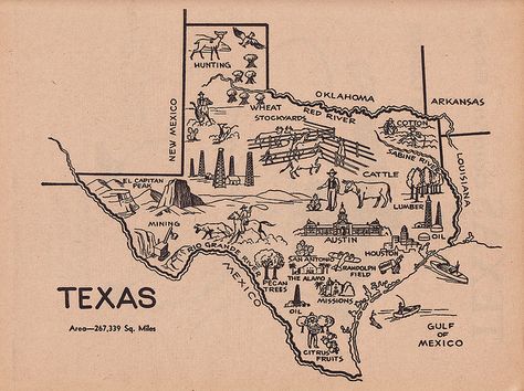 Lone Star State Map by Calsidyrose, via Flickr Highway Map, Texas Map, Texas History, Lone Star State, Texas State, Texas Hill Country, State Map, Cow Boy, Vintage Maps