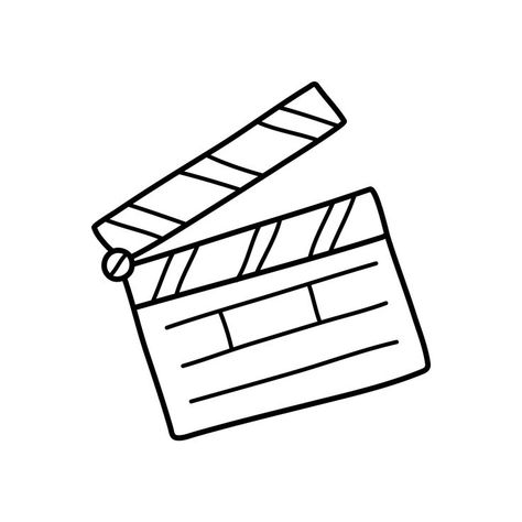 Movie clapperboard doodle icon. Film clapper for cinema production. Board clap for video clip scene start. Lights, camera, action. Hand drawn sketch in vector. Film Clapper, Hollywood Theme, Doodle Icon, Lights Camera Action, Diary Ideas, Bullet Journal Doodles, Movie Clip, Journal Doodles, Stained Glass Art