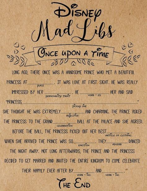 Mad Libs Funny, Disney Wedding Shower, Bridal Mad Libs, Disney Themed Bridal Shower, Bridal Shower Games Funny, Bridal Party Games, Disney Bachelorette, Disney Bridal Showers, Fun Bridal Shower Games