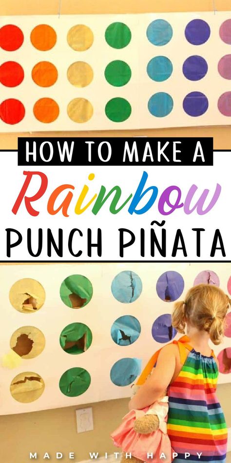 Looking for a fun alternative to a piñata for birthday parties? This is the place to find creative ideas that everyone will love including a rainbow punch board! This rainbow punch piñata is a huge hit with kids, plus, check out more fun and inexpensive ideas for alternative piñatas here! They are sure to be a memorable activity for kids! Punch Pinata, Rainbow Punch, Indoor Birthday Parties, Teenage Birthday Party, Party Activities Kids, Indoor Birthday, Birthday Party Games For Kids, Teenager Birthday, Piñata Ideas