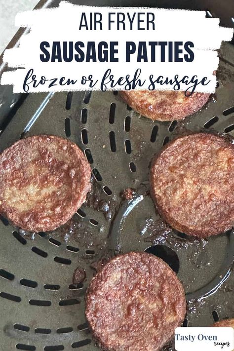 Air Fryer Sausage Patties make a tasty and quick breakfast. They'll turn out nicely browned and crisp- you won't want to make them on the stovetop again! The only ingredient needed is a package of your favorite brand of frozen sausage patties or fresh sausage patties. via @Tastyovenlovin Almond Milk Pancakes, Cheese Waffles, Chicken Apple Sausage, Apple Sausage, Frozen Breakfast, Sausage Patty, Oven Recipes, Sausage Breakfast, Quick Breakfast