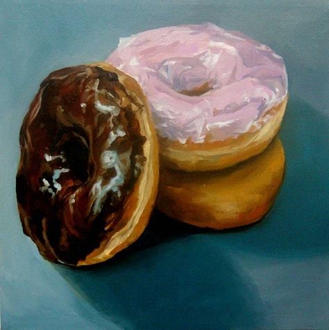 Claudia Kaufman | OIL | Stack of Donuts Realistic Drawings Ideas, Donuts Painting, Doodles Food, Oil Pasta, Drawing Stickers, It Painting, Donut Art, Food Paintings, Painting Food