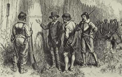 John White discovers the word Croatoan carved at the Roanoke's fort palisade. Roanoke Colony, Carolina Do Norte, Teaching American History, Roanoke Island, Thirteen Colonies, Mysterious Events, Unsolved Mystery, Colonial America, Ancient Origins