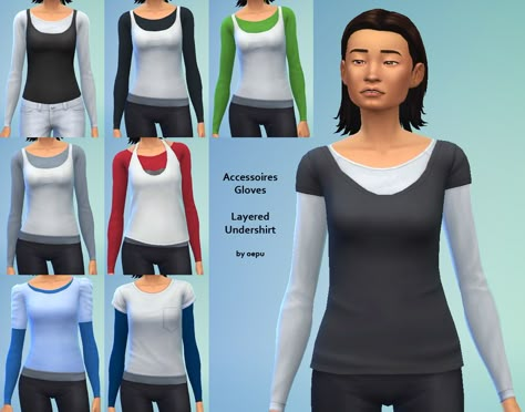 oepu's Undershirt for TS4, designed as a glove so it can be combined with any top or outfit. Sims 4 Under Shirt Accessory, Sims 4 Cc Under Shirt Accessory, Sims 4 Cc Shirt Accessory, Sims 4 Accessory Shirt, Sims 4 Shirt Accessory, Sims 4 Undershirt, Sims 4 Cc Undershirt Accessory, Sims 4 Undershirt Accessory, Shirt With Long Sleeve Under