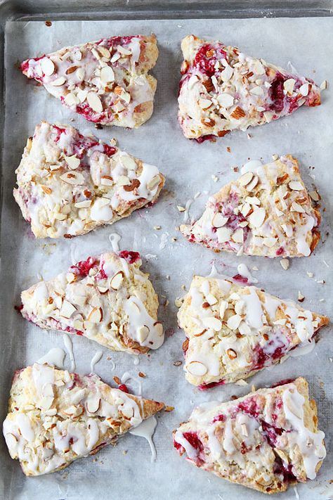 Raspberry Almond Scone Recipe on twopeasandtheirpod.com Almond Scones, Raspberry Almond, Scones Recipe, Scone Recipe, Family Friendly Meals, Sweet Treat, Brunch Recipes, Just Desserts, Scones