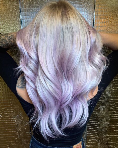 Subtle Pastel Purple Highlights for Blondes Pastel Purple Ombre Hair, Icy Blonde With Purple Highlights, Platinum Blonde With Pastel Highlights, Blonde And Lilac Hair Ombre, Purple Peekaboo Highlights Blonde, Blonde Hair With Purple Highlights, Blonde And Purple, Purple Natural Hair, Purple Hair Streaks