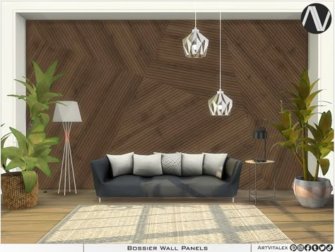 Sims 4 Cc Wooden Walls, Tv Wall Panel, Modern Hall, Alpha Cc, Textured Decor, Big Wall Decor, Cc Mods, Cc Furniture, Wall Niche