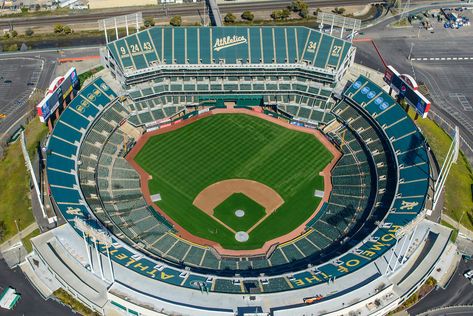 Oakland Athletics 1968-... | Oakland Coliseum, Oakland CL Painting Mood, Oakland Coliseum, Nfl Stadiums, Baseball Stadium, Oakland Athletics, Major League, Baseball Field, Mlb, Bucket List