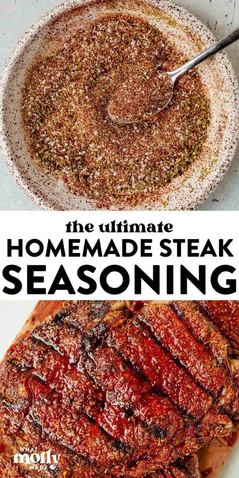 When it comes to cooking a good steak, the right steak seasoning can make all the difference. Nothing compares to the flavors and aroma of homemade steak seasoning. Use this easy recipe on tacos, French fries, burgers, salads. Perfect for foods that are grilled, broiled, baked, roasted, cooked in the cast iron, oven, or stove top! Best Seasonings For Steak, Dry Rub Steak Seasoning, Steak Seasoning Recipes Easy, Steak Seasoning Recipes Rubs, Steak Seasoning Recipes, Seasoning For Steak, Simple Steak Seasoning, Grilled Steak Seasoning, Homemade Steak Seasoning