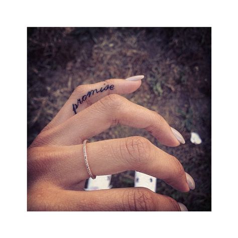 Chris Brown’s Boo Karrueche Tran Gets Rihanna Tattoo On Pinky Finger... ❤ liked on Polyvore featuring tattoos Unique Quote Tattoos, Finger Tattoos Words, Pinky Promise Tattoo, Finger Tattoos For Couples, Promise Tattoo, Tiny Finger Tattoos, Tattoos Infinity, Small Finger Tattoos, Finger Tattoo Designs