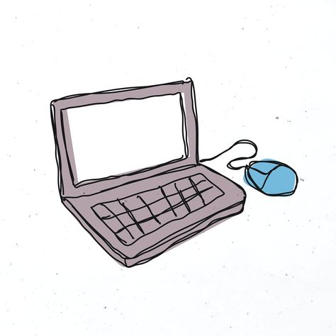 Laptop Tattoo Ideas, Aesthetic Computer Drawing, Computer Cute Drawing, Computer Aesthetic Drawing, Laptop Icon Aesthetic, Computer Doodle, Laptop Doodle, Laptop Tattoo, Laptop Clipart