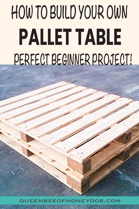 Ever wonder what it takes to make one of those coffee tables out of pallets? This guide will walk you through the process and explain what to avoid when choosing your pallets. HINT - not all are safe! #pallet #furniture #table #DIY #woodworking Diy Table Out Of Pallets, Diy Pallet Patio Table, Diy Porch Coffee Table, Making Furniture Out Of Pallets, Pallet Dining Table Outdoor, Pallet Wood Dining Table, Outdoor Pallet Table Diy, Diy Table From Pallets, Palette Coffee Table Diy