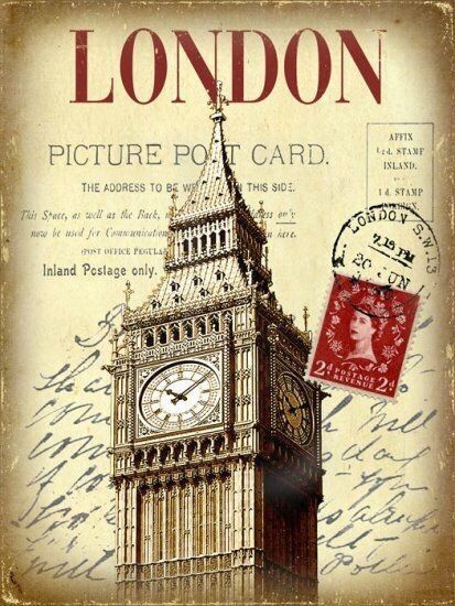 London Postcard Vintage, Vintage Postcards Printable, Postcard Printable, London Postcard, London Big Ben, Big Ben Clock, Vintage England, Travel London, طابع بريدي