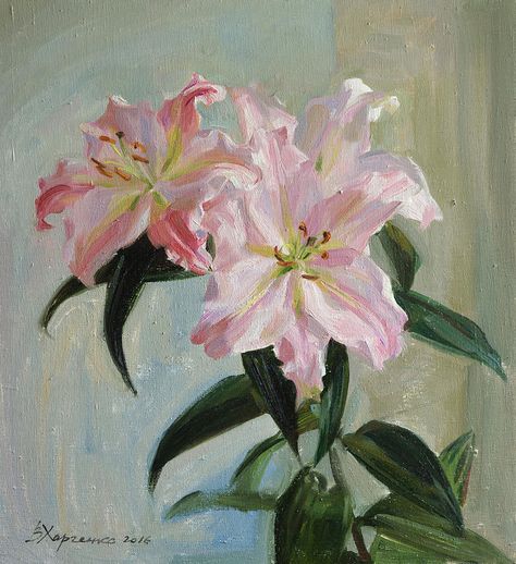 In Love With Love, Pink Lilies, Lily Painting, Flower Art Painting, Ethereal Art, Art Inspiration Painting, Pink Lily, Art Drawings Sketches, Pretty Art