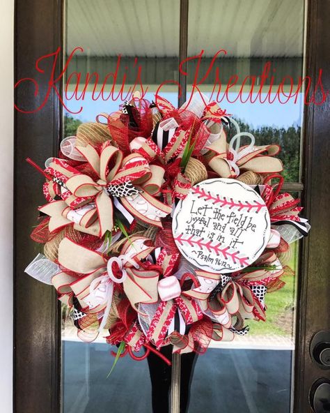 Sport Wreaths, Baseball Things, Baby Wreaths, Baseball Designs, Baseball Wreath, Sports Wreath, Making Mesh Wreaths, Baseball Wreaths, Heart Baseball