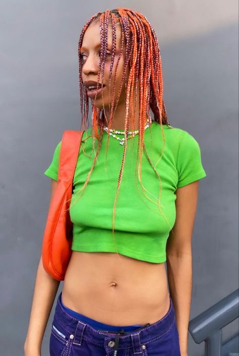 Sxsw Outfit, Orange Braids, Colored Braids, Cute Box Braids Hairstyles, Dyed Natural Hair, Fresh Hair, Holiday Hairstyles, Braids For Black Hair, Hair Journey