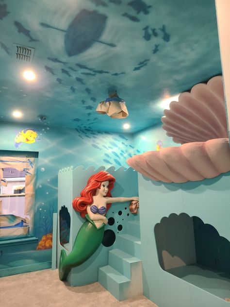 UPDATE! Mermaid Room
The Mermaid and Clam Shell are in place now. Both pieces and the entire room were sculpted and painted by are talented artists. Sea Bedroom Ideas, Mermaid Nursery Theme, Mermaid Room Ideas Kids, Little Mermaid Nursery, Little Mermaid Bedroom, Mermaid Themed Bedroom, Little Mermaid Bathroom, Little Mermaid Room, Princess Bedroom Decor