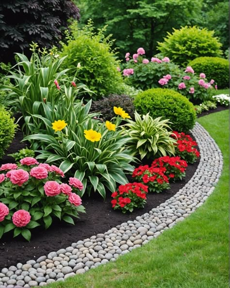 Add curb appeal to your yard with these 20 creative garden border ideas. From stacked stone walls to living walls, there's an option for every style. Click to check out the best garden border ideas! Garden Border Planting Ideas, Borders For Gardens, Front Yard Landscaping Design Curb Appeal, Front Yard Landscaping Florida Ideas, Landscaping For Side Of The House, Lush Landscaping, Garden Border Design Ideas, Beautiful Flower Garden, Garden Borders Ideas