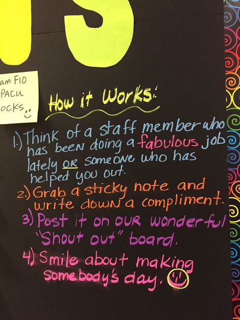 Work Appreciation Ideas Bulletin Boards, Shout Outs Bulletin Board, Celebration Board For Work, Staff Shout Outs Free Printable, Employee Bulletin Board Ideas Break Room, Breakroom Bulletin Board Ideas, Staff Shout Out Bulletin Board, Shout Out Board Employee, Breakroom Ideas Work