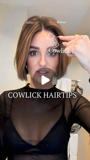 687K views · 7.5K likes | Rachel Eggie on Instagram: "Ever notice how your cowlicks have a mind of their own?! In previous videos, I've shared how to use ANTI.GRAVITY and a blow dryer to tame them on day one. Unfortunately, they still like to reappear on day two and three. So how do we manage them? That's where this quick tip comes in handy!!   Watch as I demonstrate how to effortlessly smooth down cowlicks in a way that will LAST! Once the cowlicks are controlled and put in place, remember to ALWAYS set with hairspray. (Hairspray used: SESSION.SPRAY @kevin.murphy -tagged below)  Do you struggle with cowlicks? If so, give this tip a try and let me know if it works for you!!   #cowlick #cowlickcontrol #HairCareTips #Hair #Hairtutorial  #hairtutorials #hairtutorialvideo #hairtutorialforbegin Cowlick With Bangs, How To Train Your Part Hair, Best Bangs For Cowlick, Best Haircuts For Cowlicks For Women, Cut You Own Hair At Home, Cowlick Curtain Bangs, Hairstyles To Look Professional, How To Get Piecey Hair, How To Get Rid Of A Cowlick