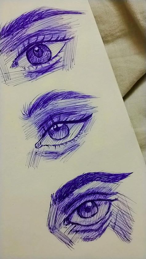 Eye Drawing In Pen, Eye Ink Drawing, Pen Sketching Ideas, Eye Sketches Aesthetic, Pen Eye Sketch, Ballpoint Pen Drawing Sketches, Simple Eye Sketch, Eye Pen Drawing, Pen Eye Drawing