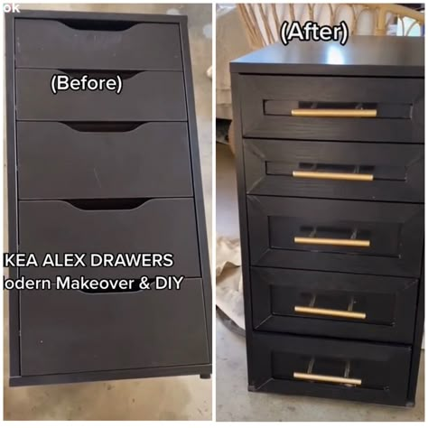 Ikea Alex Nightstand, Diy Ikea Desk Makeover, Alex Drawer Diy, Ikea Alex Drawers Makeover, Ekby Alex Hack, Alex Drawer Makeover, Ikea Desk Makeover, Alex Drawer Hack, Ikea Flip