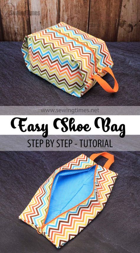 DIY Easy Shoe Bag | How to make a Flattened Travel toiletry bag [sewingtimes] Toiletry Bag Pattern, Diy Travel Bag, Shoe Bags For Travel, Pouch Diy, Shoe Storage Bags, Sewing Pattern Shop, Bags Diy, Travel Toiletry Bag, Patchwork Bags