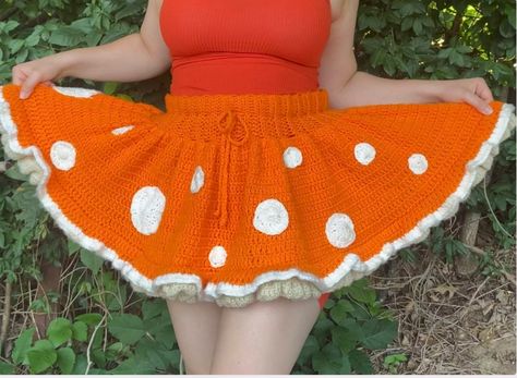 Fluffy Mushroom Skirt Pattern - Etsy Fluffy Mushroom Skirt, Free Skirt Crochet Pattern, Crochet Mushroom Skirt, Crochet Mushroom Clothes, Mushroom Hat Crochet Pattern Free, Crochet Skirts Pattern Free, Crochet Ren Faire Ideas, Crochet Mushroom Hat Free Pattern, Crochet Mushroom Top