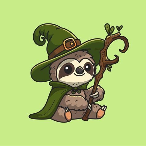 🦥✨ Meet the slowest, yet wisest wizard in the enchanted forest! This sloth’s magic may take its time, but it’s always worth the wait. #illustration #art #drawing #digitalart #artwork #illustrator #artistsoninstagram #instaart #graphicdesign #artoftheday #digitalillustration #digitaldrawing #mascot #nft #wizzard #harrypotter #magic #design #tshirtdesign #slothlove #sloth #logocartoon Sloth Painting Ideas, Easy Sloth Drawing, Sloth Character Design, Cute Sloth Drawing, Sloth Character, Sloth Illustration, Sloth Drawing, Lips Art, Panda Drawing