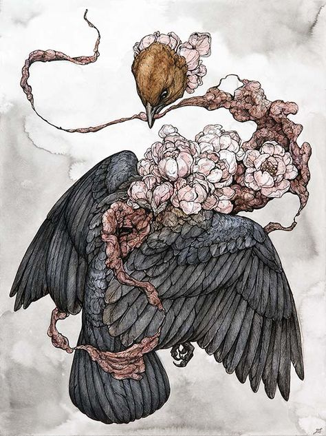 Decay Art, Growth And Decay, Raven Art, Religious Paintings, Peach Blossom, Art Curator, A Level Art, Watercolor Artist, A Drawing