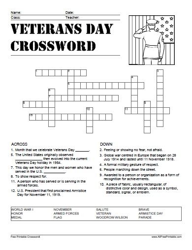 Free Printable Veterans Day Crossword Veterans Day Worksheets, Worksheets For Middle School, Veterans Day Activities, Shapes Worksheets, Printable Math Worksheets, Free Math Worksheets, Budget Book, Behaviour Chart, Education Motivation