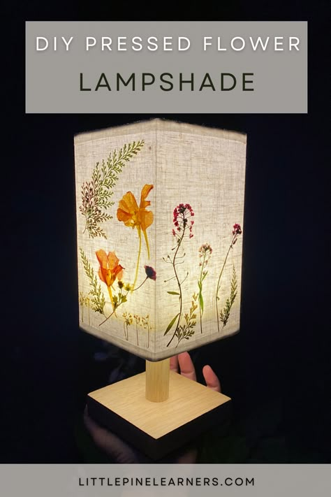 Pressed Flower Lampshade, How To Make Rocks, Flower Lampshade, Pressed Flowers Diy, Flower Lamp Shade, Square Lamp, Functional Crafts, Dried Flowers Diy, Flower Pressing