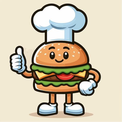 Free Vector | Cute Burger Chef Thumbs Up Cartoon Icon Illustration. Food Chef Icon Isolated . Flat Cartoon Style Burger Character Illustration, Thumbs Up Cartoon, Cute Burger, Burger Chef, Chef Cartoon, Burger Cartoon, Up Cartoon, Sketchbook Assignments, Sticker Making