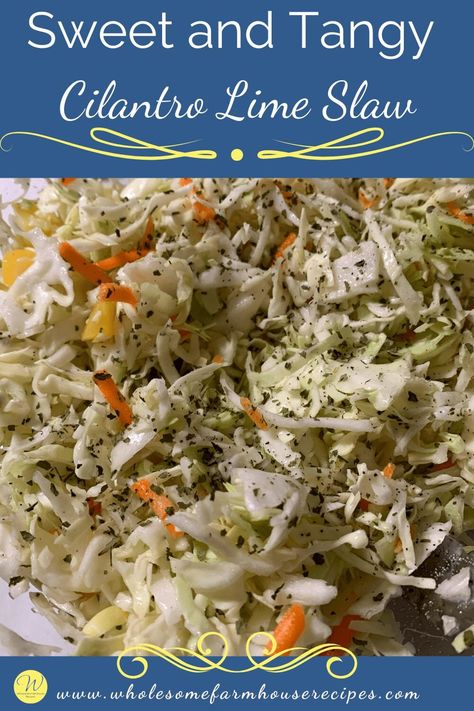 Sweet and Tangy Cilantro Lime Slaw Lime Coleslaw, Cabbage Slaw Recipes, Lime Slaw, Cilantro Lime Slaw, Coleslaw Dressing, Cilantro Dressing, Slaw Recipe, Mayonnaise Recipe, Sour Cream Recipes