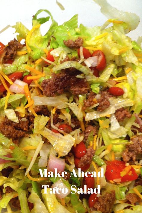 Easy Taco Salad Recipe, Make Ahead Salads, Taco Salads, Taco Salad Recipes, Meat Salad, Beef Salad, Easy Taco, Taco Salad, Tacos Beef