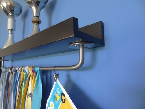 Medal Hanger - IKEA Hackers                                                                                                                                                                                 More Metal Display Ideas, Medal Hanger Diy, Diy Home Decor For Teens, Hanging Medals, Race Medal Displays, Sports Medal Display, Hackers Ikea, Running Medal Display, Medal Displays