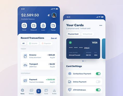 Budget Apps, Application Ui Design, Ui Design Mobile, Ui Ux 디자인, Virtual Card, Mobile App Design Inspiration, Finance App, Banking App, Mobile Ui Design