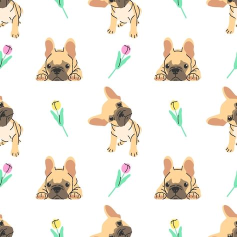 French Bulldog Background, French Bulldog Phone Wallpaper, Frenchie Background, Macbook Wallpaper, French Bulldog, Graphic Resources, White Background, Pikachu, Seamless Patterns