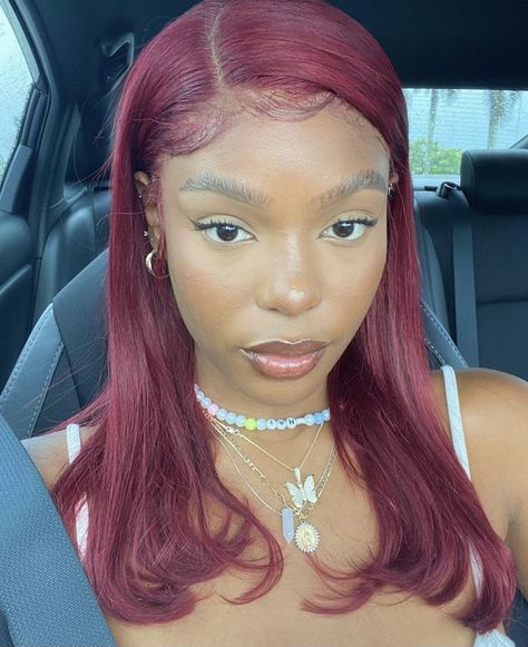 Red Hair Dye Black Women Natural, Wine Hair Black Women, Dark Wine Hair Color Black Women, Wine Dyed Natural Hair, Deep Red Hair Black Women, Dark Burgundy Hair Color On Black Women, Cherry Red Curly Hair Black Women, Magenta Hair Black Women, Burgundy Dyed Hair Black Women