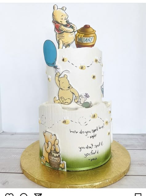 Winnie The Pooh Tiered Cake, Vintage Winnie The Pooh Cake Ideas, Winnie The Pooh Classic Cake, Vintage Pooh Cake, Winnie The Pooh Cake Baby Shower Ideas, Vintage Winnie The Pooh Cake, Winnie Pooh Vintage, Classic Winnie The Pooh Cake, Winnie The Pooh Gender Reveal