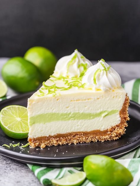 Refreshing Lime Mousse Cheesecake 🍈  🍈 𝗜𝗻𝗴𝗿𝗲𝗱𝗶𝗲𝗻𝘁𝘀 🍈 For Crust 1 ½ cups graham cracker crumbs ¼ cup granulated sugar ½ cup unsalted butter, melted For the Cheesecake Filling 16 oz (450g) cream cheese, softened 1 cup granulated sugar 1 tsp vanilla extract 1 cup heavy cream ½ cup fresh lime juice (about 4 limes) Zest of 2 limes 🍈 French Style Cheesecake Mousse, Key Lime Cream Pie, Cheesecake Graham Cracker Crust, Key Lime Sauce, Fresh Ingredient Recipes, Dutch Desserts, Key Lime Pie Cheesecake, Lime Mousse, Mousse Cheesecake