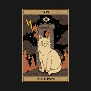 Tower Tarot Card, Tarot Cards Art Illustration, The Tower Tarot Card, Tarot Tapestry, Cat Wall Hanging, The Tower Tarot, Walpapers Cute, Black Cat Art, Tarot Cards Art