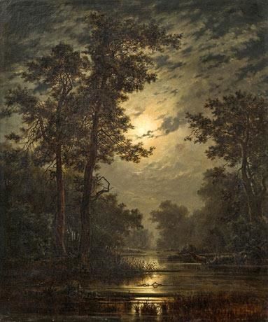 Louis Douzette, Goodnight Gifs, Moonlight Painting, Moon Painting, Old Paintings, Aesthetic Painting, Ethereal Art, Classical Art, Jolie Photo