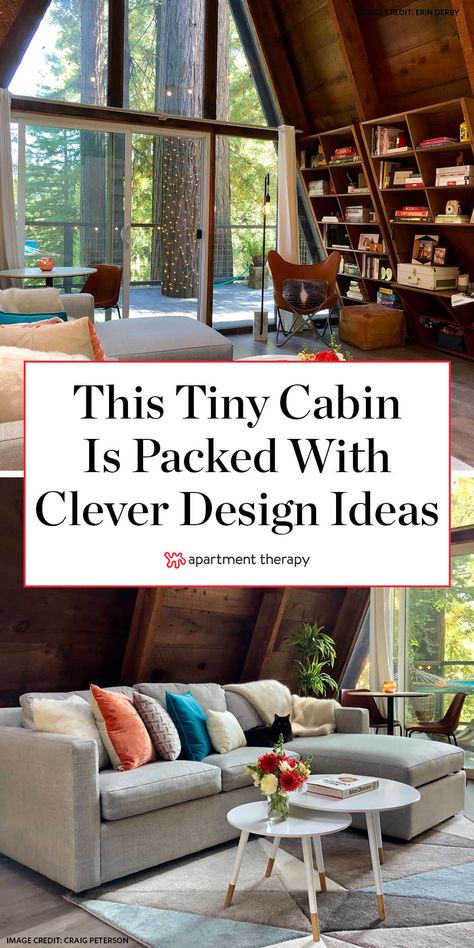 Tiny House Cozy Interior, A Cabin Interior, Small A Frame Loft Ideas, A Frame Cabin Remodel Before And After, Small Aframe Interiors, A Frame Cabin Bedroom Loft, A Frame Family Room, A Frame Remodel Ideas, A Frame Homes With Loft